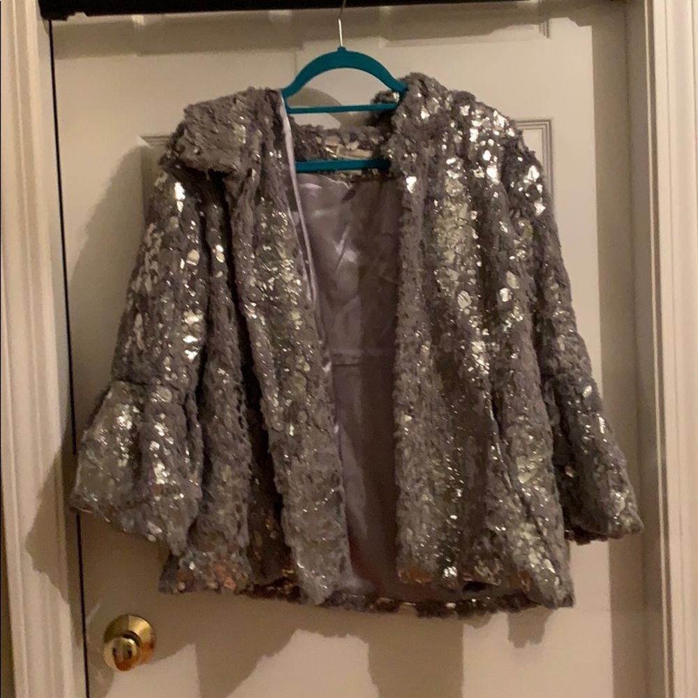 Grey Faux Fur and silver coat
